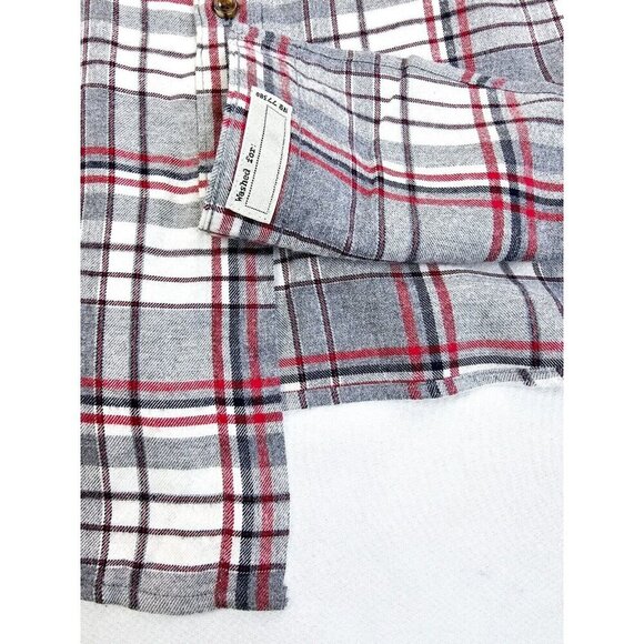 J. Crew Slim Size Medium Men's Gray White Black Red Check Cotton Flannel Shirt - Picture 8 of 11